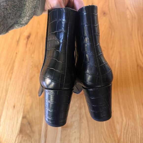 Sezane Lea Ankle Leather Boots in Black Crocodile Size 39 US 8 - Picture 11 of 14